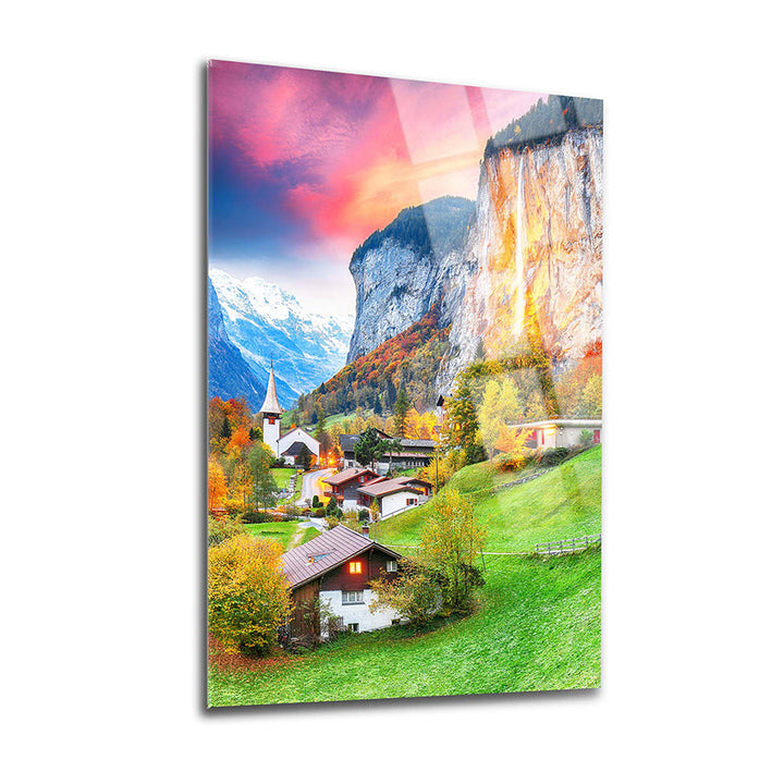 Lauterbrunnen Köyü Cam Tablo